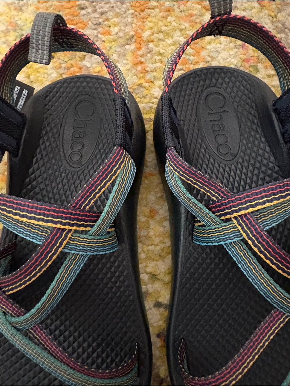 Chaco Kids' Sandals in Black with Multicolor Webbing - Picture 2 of 4